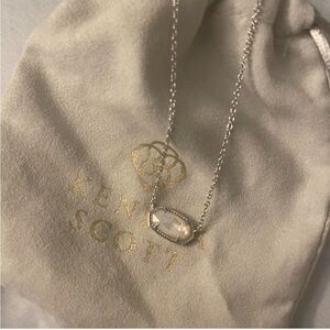 Kendra Scott Silver White Oval Pendant Necklace